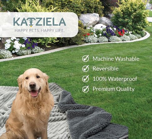 Premium Soft Dog/Cat Waterproof Blanket – Soft Sherpa Fleece, Washable, Reversible, Small, Medium, Large (Grey Medium Striped-30x50) in Saudi Arabia