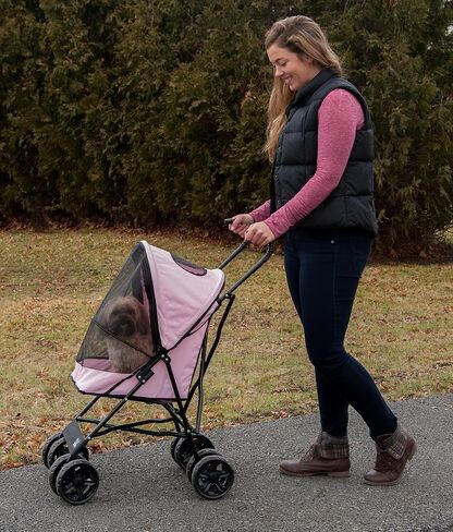 Pet Gear Travel Lite Plus Stroller, Compact, Easy Fold, No Assembly Required, Large Wheels for Cats and Dogs up to 15 pounds, 3 Colors in Saudi Arabia