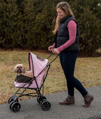 Pet Gear Travel Lite Plus Stroller, Compact, Easy Fold, No Assembly Required, Large Wheels for Cats and Dogs up to 15 pounds, 3 Colors in Saudi Arabia