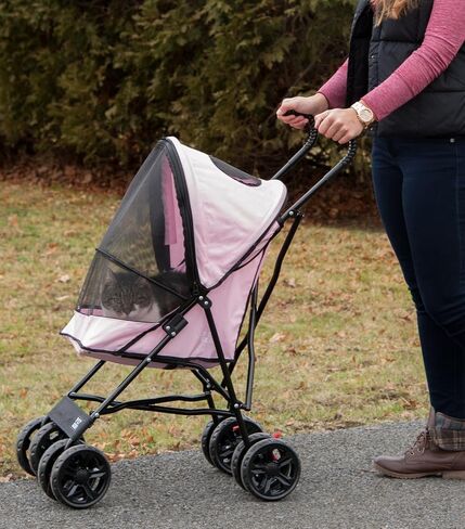 Pet Gear Travel Lite Plus Stroller, Compact, Easy Fold, No Assembly Required, Large Wheels for Cats and Dogs up to 15 pounds, 3 Colors in Saudi Arabia