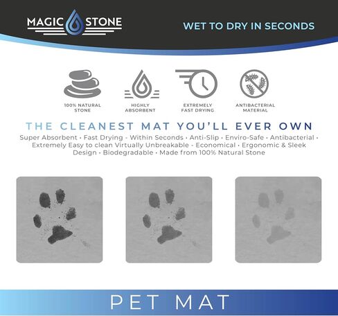 Magic Stone Pet Feeding Mat, Natural Stone – Quick Absorbent, Pet Supplies - Ideal Dog Food Mat for Floors, Waterproof, Non-Slip, Durable 18x12 Mat (Dove Gray) in Saudi Arabia
