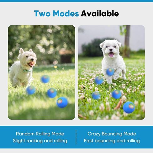 كرة دوارة نشطة للكلاب من بيتبوبي - وضعين ألعاب تفاعلية للكلاب، لعبة كرة كلب ذاتية الحركة قابلة لإعادة الشحن عبر USB، كرة حيوانات أليفة متينة مفعمة بالحيوية للكلاب الصغيرة والمتوسطة، باللون الأزرق in Kuwait