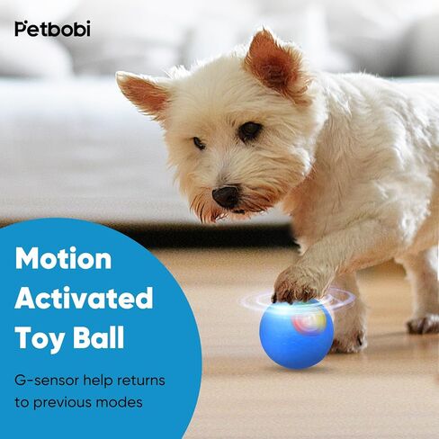 كرة دوارة نشطة للكلاب من بيتبوبي - وضعين ألعاب تفاعلية للكلاب، لعبة كرة كلب ذاتية الحركة قابلة لإعادة الشحن عبر USB، كرة حيوانات أليفة متينة مفعمة بالحيوية للكلاب الصغيرة والمتوسطة، باللون الأزرق in Kuwait