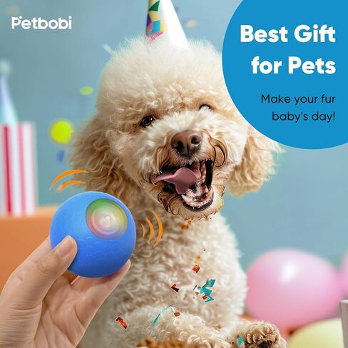 كرة دوارة نشطة للكلاب من بيتبوبي - وضعين ألعاب تفاعلية للكلاب، لعبة كرة كلب ذاتية الحركة قابلة لإعادة الشحن عبر USB، كرة حيوانات أليفة متينة مفعمة بالحيوية للكلاب الصغيرة والمتوسطة، باللون الأزرق in Kuwait