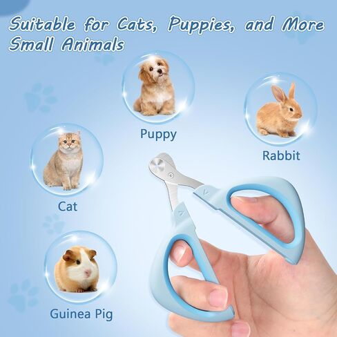 Cat Nail Clipper, Cat Nail Trimmer with Positioning Round Hole, Sharp Non-Slip Handle Cat Claw Clipper, Safe Indoor Cat Nail Clipper, Pet Nail Clipper for Cats, Puppies and More Animals - Blue in Saudi Arabia