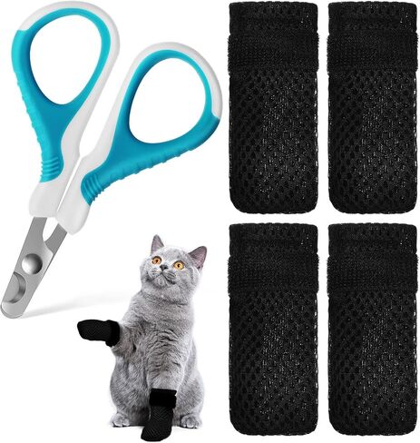 Ipetboom Cat Paw Boots, 4pcs Cat Claw Covers 1 Pc Cat Nails Clipper Anti Scratch Cat Mittens Cat Nail Trimmer in Saudi Arabia