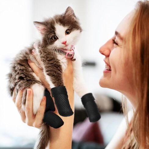 Ipetboom Cat Paw Boots, 4pcs Cat Claw Covers 1 Pc Cat Nails Clipper Anti Scratch Cat Mittens Cat Nail Trimmer in Saudi Arabia