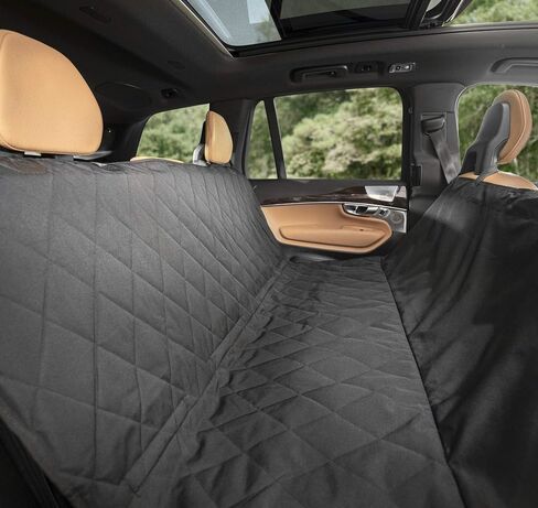 Plush Paws Products Premium Rear Car Seat Protector w/Hammock | Washable & Waterproof Back Seat Dog Cover for Car, Truck, & SUV | Nonslip, Tear Resistant Pet Seat Cover | Regular Black in Saudi Arabia