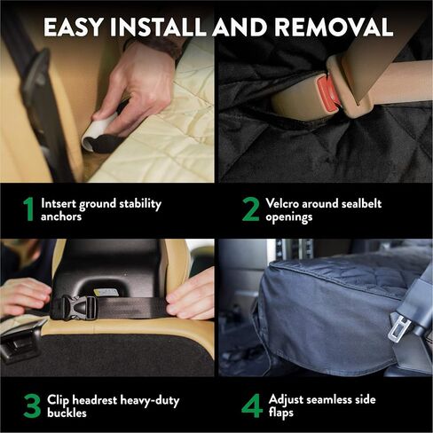 Plush Paws Products Premium Rear Car Seat Protector w/Hammock | Washable & Waterproof Back Seat Dog Cover for Car, Truck, & SUV | Nonslip, Tear Resistant Pet Seat Cover | Regular Black in Saudi Arabia