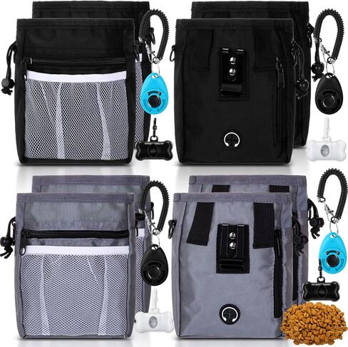 4 Sets Dog Treat Pouch with Poop Pickup Bags Holder Dispenser Dog Clicker Training Kit, 3 Ways to Wear, Dog Training Treat Pouch Bag for Easily Carrying Pet Toys Treats, Training Long Walks in Saudi Arabia