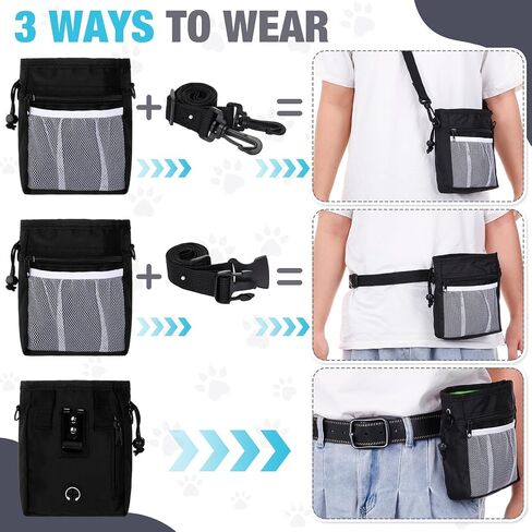 4 Sets Dog Treat Pouch with Poop Pickup Bags Holder Dispenser Dog Clicker Training Kit, 3 Ways to Wear, Dog Training Treat Pouch Bag for Easily Carrying Pet Toys Treats, Training Long Walks in Saudi Arabia