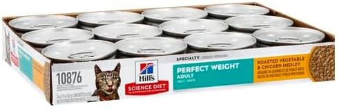 Hill's Science Diet Perfect Weight, Adult 1-6, Weight Management Support, Wet Cat Food, Variety Case: Liver & Chicken Minced; Chicken Stew, 2.9 oz Can Variety Case, Case of 24 in Saudi Arabia