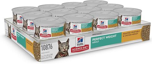 Hill's Science Diet Perfect Weight, Adult 1-6, Weight Management Support, Wet Cat Food, Variety Case: Liver & Chicken Minced; Chicken Stew, 2.9 oz Can Variety Case, Case of 24 in Saudi Arabia