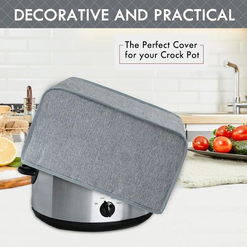 BAGSPRITE Slow Cooker Cover For Crock Pot and Hamilton Beach 6-8 qt Slow Cooker, Oval Crokpot Cover Dust Cover, Appliance covers Grey in Saudi Arabia