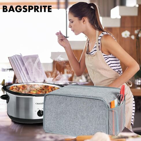 BAGSPRITE Slow Cooker Cover For Crock Pot and Hamilton Beach 6-8 qt Slow Cooker, Oval Crokpot Cover Dust Cover, Appliance covers Grey in Saudi Arabia