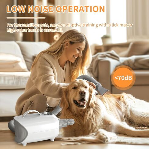 Dog Hair Dryer for Pets Grooming, High Velocity Force Blower with 150 MPH Speed Airflow and Adjustable Temperature, 3 Nozzles Perfect for Dogs, Cats, Furfriends Drying in Saudi Arabia
