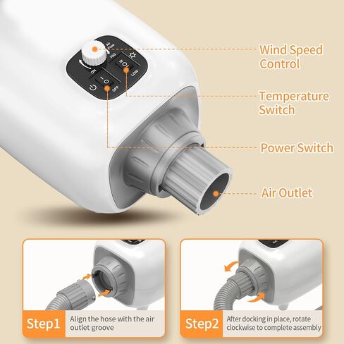 Dog Hair Dryer for Pets Grooming, High Velocity Force Blower with 150 MPH Speed Airflow and Adjustable Temperature, 3 Nozzles Perfect for Dogs, Cats, Furfriends Drying in Saudi Arabia