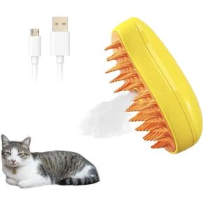فرشاة Steamy Cat، فرشاة رش للقطط 3 في 1، فرشاة للقطط بالبخار للتدليك، فرشاة للقطط بالبخار للتنظيف الذاتي، فرشاة للعناية بالقطط لإزالة العقد والشعر السائب