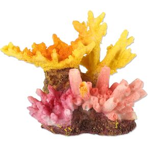 Aquarium Coral Reef Decor, Artificial Coral Reef Decor, Resin Coral Decoration Ornaments, for Goldfish Betta Fish Fish Tank Decoration Accessories, 3.74"x2.95"x3.15", Orange Pink in Saudi Arabia