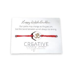 Modern Rakhi - Pendant (White with Gold Engraving Pendant, Om)