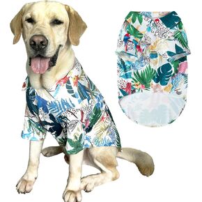 Dog Hawaii Shirt Coconut Tree Prints Polo T-Shirts Breathable Cool Beach Style Summer Dog Clothes for Large Dog Boys Girls Shirtt (3X-Large,Pink)
