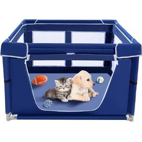 Puppy PlayPen 42 × 42 Inch, Dog Playpen with Gate for Puppies, Small and Medium Dogs, Pet PlayPen with Roof for Outdoors & Indoors, Tear Resistant Fabric, Safe and Sturdy Dog Fence.