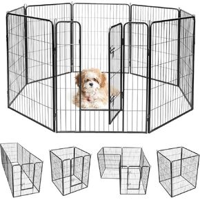 PETSITE Foldable Metal Dog Playpen, 8 Panel 48/40 in Tall Pet Exercise Pen, Indoor Outdoor Dog Fence with Door for Puppy, Cat, Rabbit, Small Animals (48in)