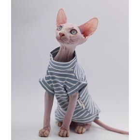 Cotton Sphynx Cat Clothes Spring and Summer Thin High Elasticity Devon Rex, Konish Clothes Hairless Cat Clothes Cat Apparel for Small Cats and Dogs (Blue, XX-Large)
