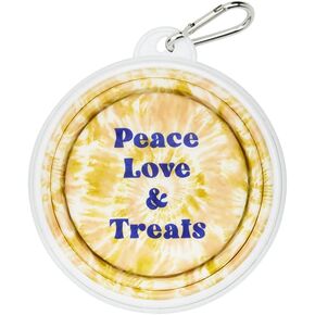 Tie-Dyed Blurred Collection - 13.5-Ounce Collapsible Silicone Travel Dog Bowl with Carabiner, Peace