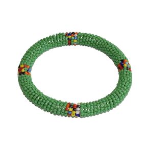 Tembo Crafts Africa - Handmade Bangle - Maasai Beaded Bracelet - Green - Handmade From Africa, KB70