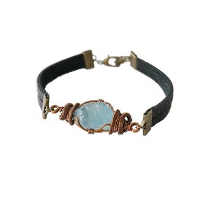Natural Crystal Bracelet for Men - NEW Genuine Aquamarine Bracelet Men’s Raw Crystal Bracelet March Birthstone Men's Jewelry Gift 8 inch Bracelet