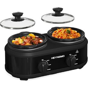 Triple Slow Cooker Buffet Server Food Warmer with 3 Adjustable Temperature Modes, Slow Cooker with 1.5 QT Ceramic Pot, Removeable Glass Lid and 3 PVC Spoons, Dishwasher Safe, Stainless Steel