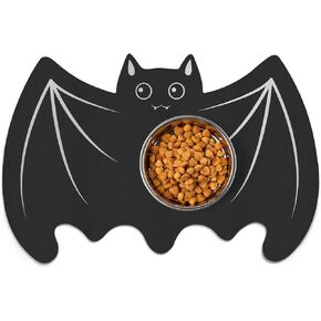 Pet Mats for Food and Water Dog Cat Food Mats Pet Feeding Mat Anti-Slip No Stains Quick Dry Floors Waterproof Placemat for Pet Food Water Bowl Mat Pet Accessories - 23.6" x 15.7" Bat