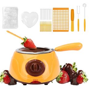 Yuehuam Mini Electric Chocolate Melting Pot, 8. 45OZ Chocolate Fondue Fountain, Warmer Machine with 2 Temperatures Settings Cheese Melt Warmer for Home Party