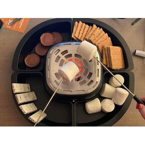 Tabletop Indoor Electric S'mores Maker, Flameless Electric Marshmallow Roaster Smores Kit With Marshmallow Roasting Sticks and Trays for Crackers, Chocolate, and Marshmallows