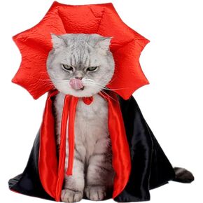 Funny Halloween Dog Cat Vampire Cloak Costume Stand-Collar Design Pet Cape Cosplay Apparel Holiday Party Dress Up Decoration