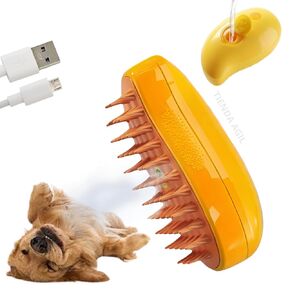 3-in-1 Cat Steam Brush for Dogs and Cats; Cat Massager Brush with Steam, Soft Rubber Bristles; Water or Essential Oil Reservoir; Non-Slip Grip; Easy Cleaning; Pet Steam Brush (Green)