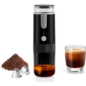 HURRISE Portable Coffee Machine Compatible for K Cup Capsules & Ground Coffee Handheld Coffee Maker Manually Operated for Camping Hiking, Driving, Home and Office