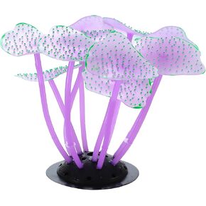 Silicone Glowing Aquarium Mushroom Coral, Fluorescence Aquatic Artificial Coral for Fish Tank Decoration (Orange)