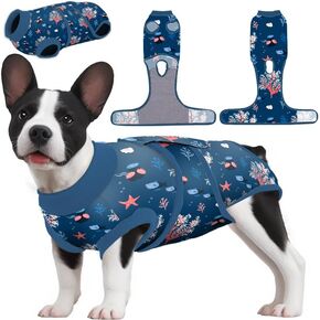 Dog Recovery Suit Male Neutered Surgery,Recovery Suit for Dogs,Recovery Shirt for Dog Abdominal Wounds Bandages Cone E-Collar Alternative,Underwater World Pattern,Purple,XL