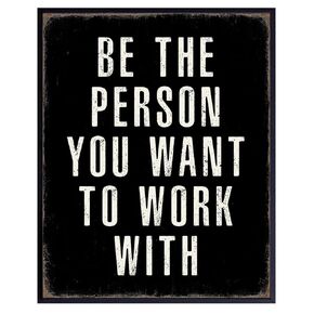 Office Inspirational Wall Art - positive Quotes Wall Decor - Motivational Wall Art - Best Office Wall Art - Black Office Decorations - Inspiring Teamwork Wall Art- Mens Office Decor - Success Wall Art