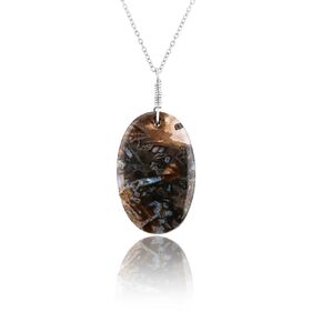 AURA GEMS Natural Charoite Gemstone Pendant Necklace, Real Crystal, Purple Charoite Stone, Clean Negativity Birthstone, Beautiful Women Simple Jewelry, Silver Plated Jewelry 18 inch
