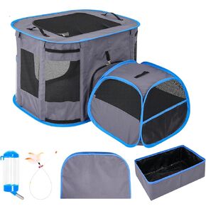 Multi-Purpose Playpen, Foldable Pet Kennel,Great for Indoor and Outdoor Use,Cat Tent with Water Bottle and Cat-Teasing Stick