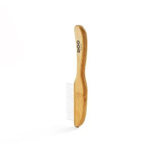 DOG by Dr Lisa - Comb - Detangling Dog Comb - Dematting Grooming Tool - Metal Comb Teeth Removes Knots and Tangles - Stimulate Blood Flow and Increase Natural Coat Oils - Made From Sustainable Bamboo