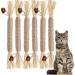 Silvervine Sticks for Cats (6 Pcs),Natural Catnip Sticks,Cats Chew Dental Treat,Cats Toy Wand Interactive, Catnip Toys,Teething Toys for Kittens