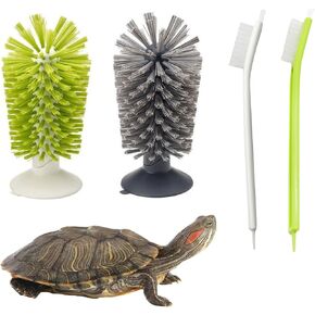 4 Pack Turtle Brush - Turtle Shell Cleaning Brush with Suction Cup for Tank Remove Aquatic Mud Dirt Tortoises Back Scratches Brush Promoting Shell Health for Red Eared Slider Turtle (4 Pack)
