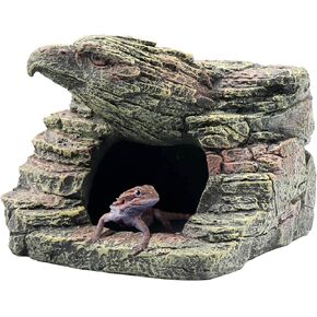 Large Reptile Cave Climb Hideout Hideaway, Aquarium Decorations, Resin Rock Stone Cave Fish Tank Decorations for Betta Fish, Shrimp, Lizards, Leopard Gecko