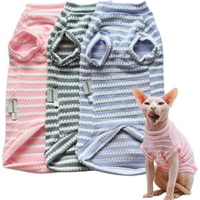 Sphynx Cat Clothes Hairless Cat Clothes Cat Summer Pure Cotton Skin-friendly Devon Clothes Cat Clothing for Small Cats and Dogs (GREY, Large)