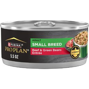 Purina Pro Plan Adult Small Breed Beef and Green Beans Entree in Gravy Wet Dog Food for Small Dogs - (Pack of 24) 5.5 oz. Cans