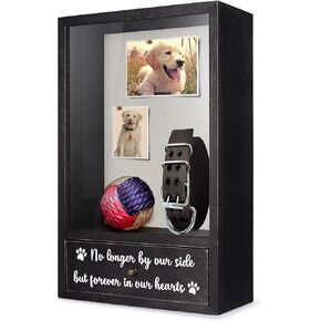 Dog Memorial Gifts - No Longer by Our Side But Forever in Our Hearts Remembrance Picture Frame Pet Memorial Shadow Box - Pet Sympathy Gifts for Loss of Dog